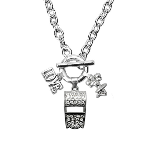 Silver Love Whistle Charm Toggle Necklace