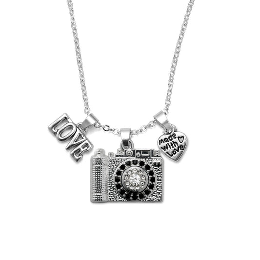 Silver Love Vintage Camera Charm Classic Necklace