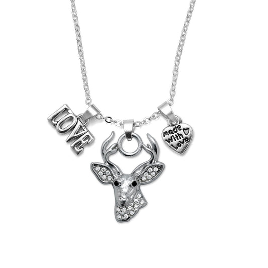 Silver Love Deer Charm Classic Necklace
