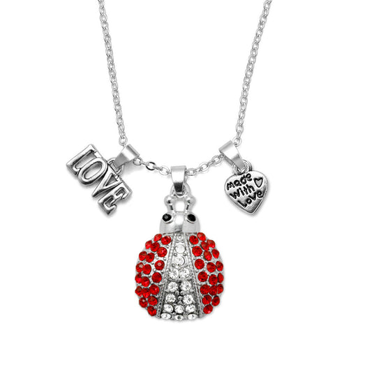 Silver Love Lady Bug Charm Classic Necklace