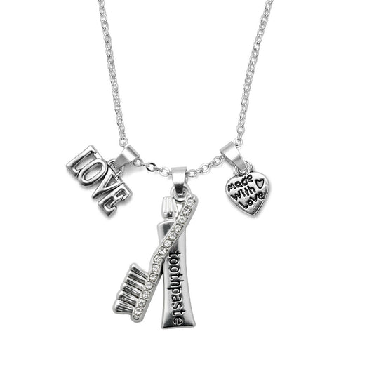 Silver Love Dental Charm Classic Necklace