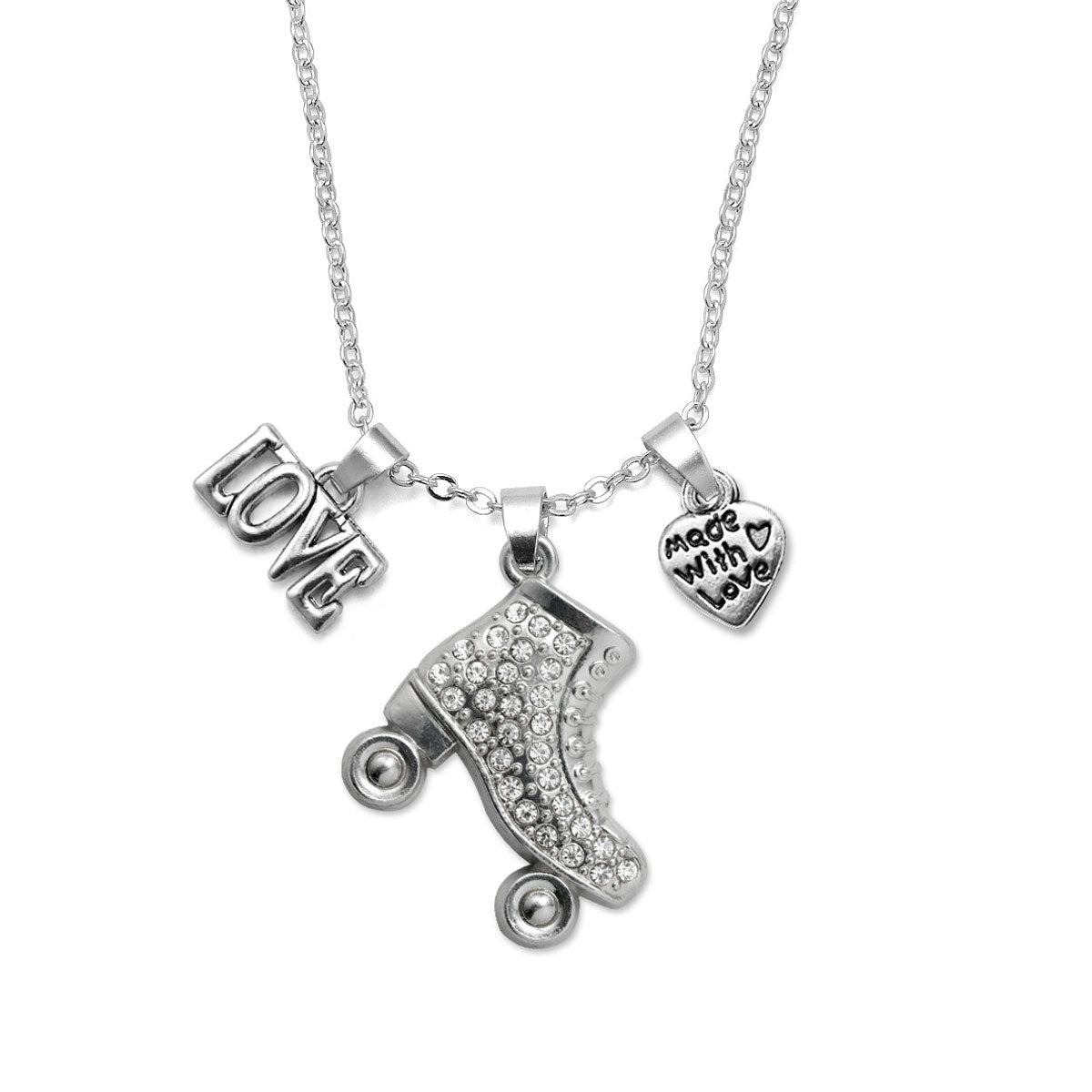 Silver Love Roller Skate Charm Classic Necklace