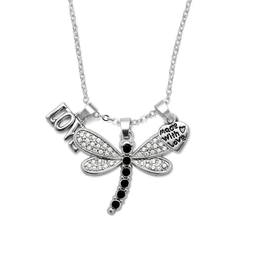 Silver Love Dragonfly Charm Classic Necklace