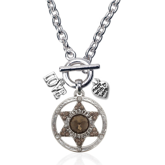 Silver Love Sheriff Badge Charm Toggle Necklace