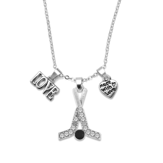 Silver Love Pave Hockey Charm Classic Necklace