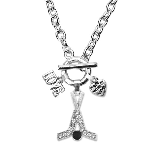 Silver Love Pave Hockey Charm Toggle Necklace