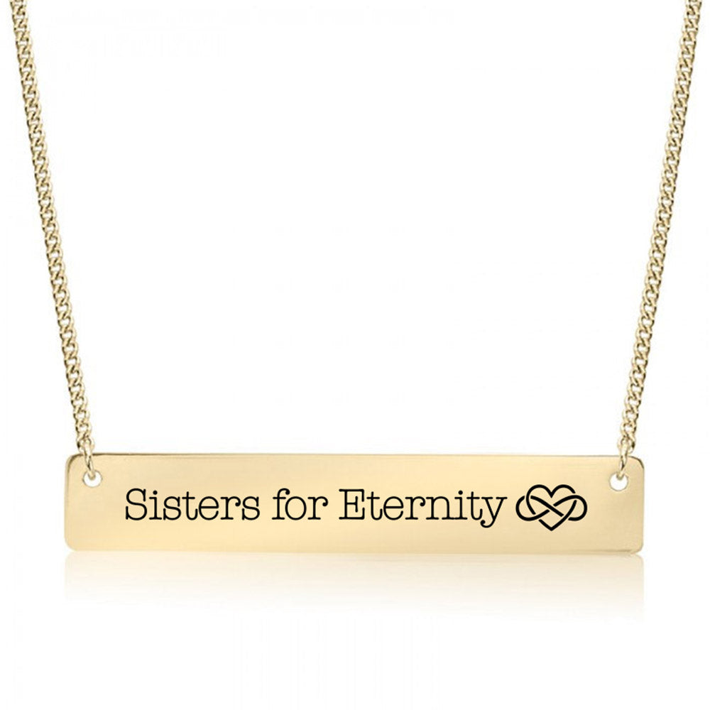 Gold Sisters for Eternity Bar Necklace