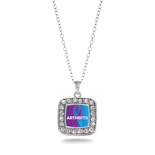 Silver Arthritis Square Charm Classic Necklace