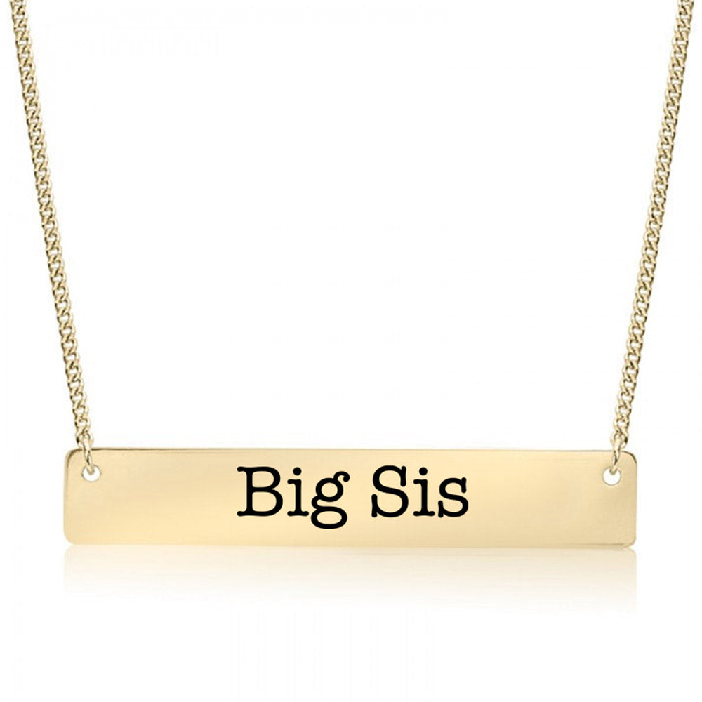 Gold Big Sis Bar Necklace