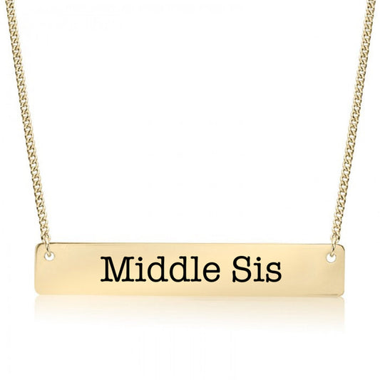 Gold Middle Sis Bar Necklace