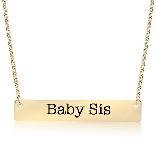 Gold Baby Sis Bar Necklace