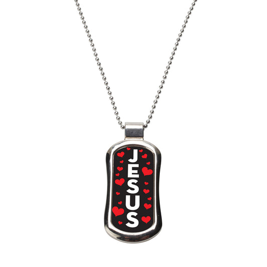 Steel Love for Jesus Dog Tag Necklace