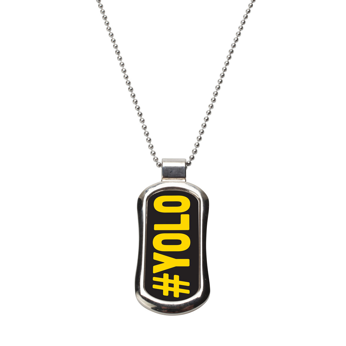 Steel Yolo Dog Tag Necklace