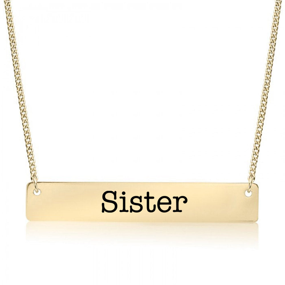 Gold Sister Bar Necklace