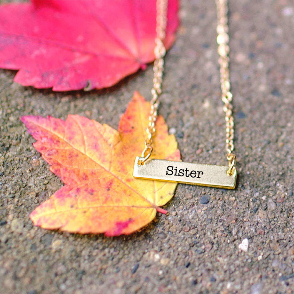 Gold Sister Bar Necklace