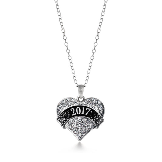 Silver Black and Silver 2017 Pave Heart Charm Classic Necklace