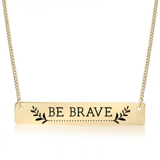 Gold Be Brave Bar Necklace
