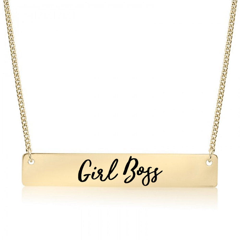 Gold Girl Boss Bar Necklace