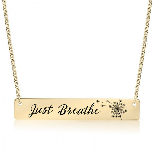 Gold Just Breathe Bar Necklace
