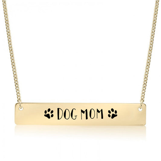 Gold Dog Mom Bar Necklace