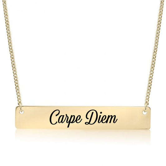 Gold Carpe Diem Bar Necklace