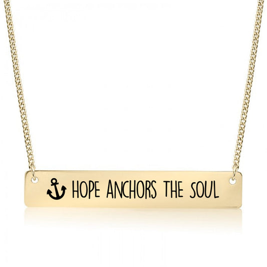 Gold Hope anchors the Soul Bar Necklace