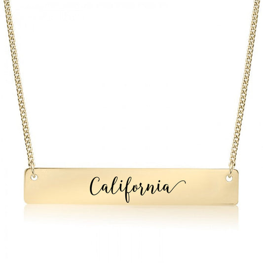 Gold California Bar Necklace