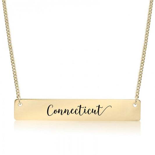 Gold Connecticut Bar Necklace