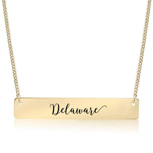 Gold Delaware Bar Necklace