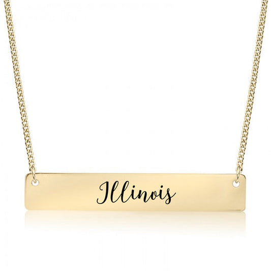 Gold Illinois Bar Necklace