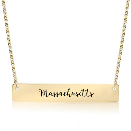 Gold Massachusetts Bar Necklace