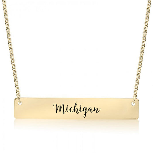 Gold Michigan Bar Necklace