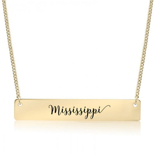 Gold Mississippi Bar Necklace