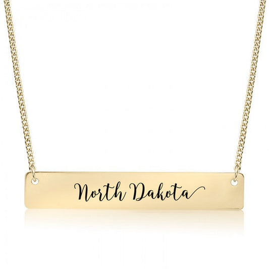 Gold North Dakota Bar Necklace