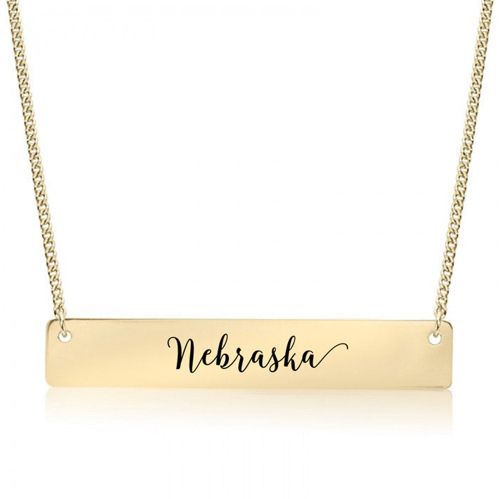 Gold Nebraska Bar Necklace