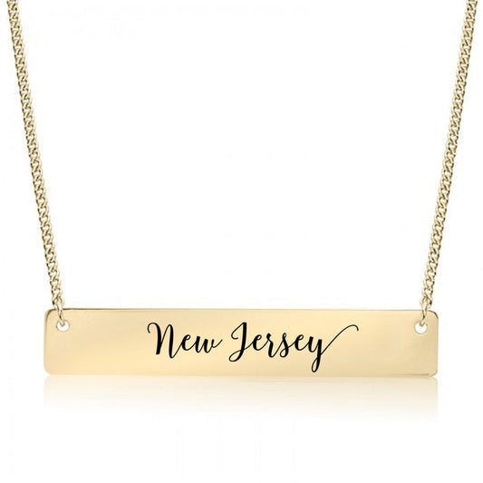 Gold New Jersey Bar Necklace