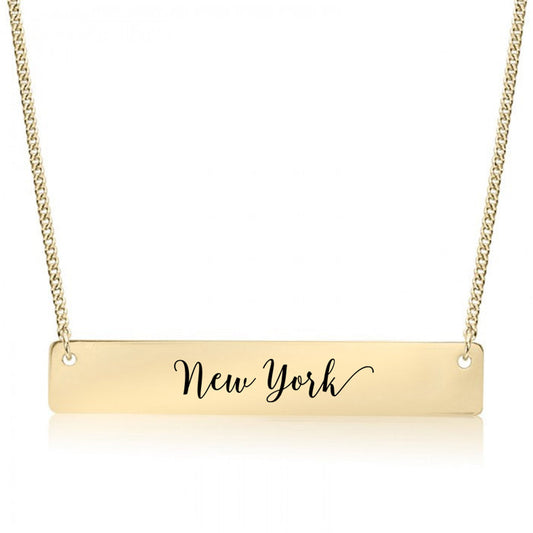 Gold New York Bar Necklace