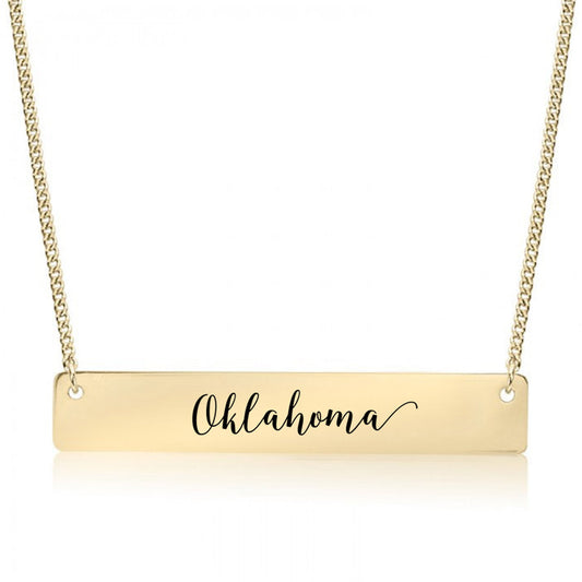 Gold Oklahoma Bar Necklace