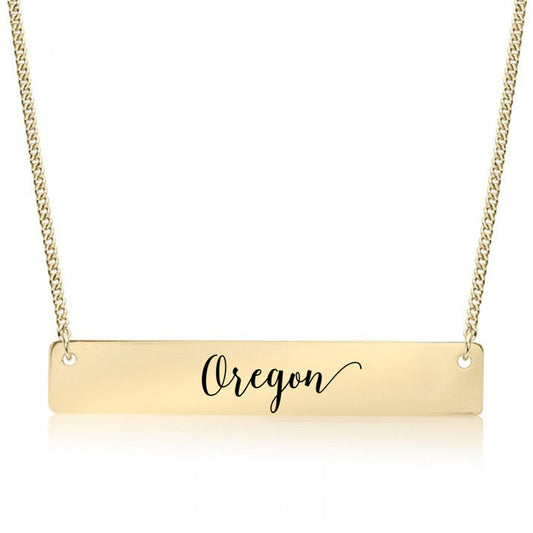 Gold Oregon Bar Necklace