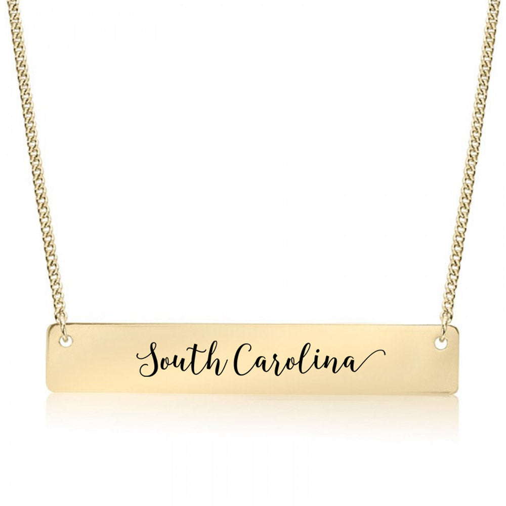 Gold South Carolina Bar Necklace