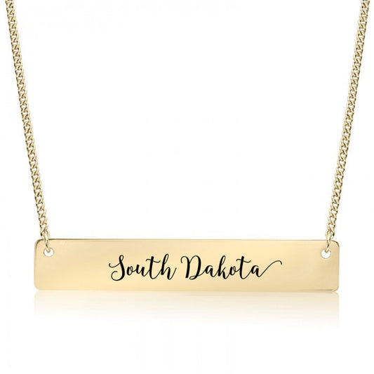 Gold South Dakota Bar Necklace
