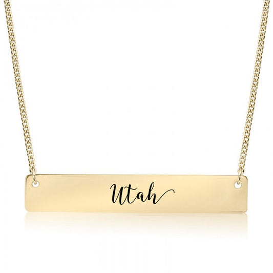 Gold Utah Bar Necklace