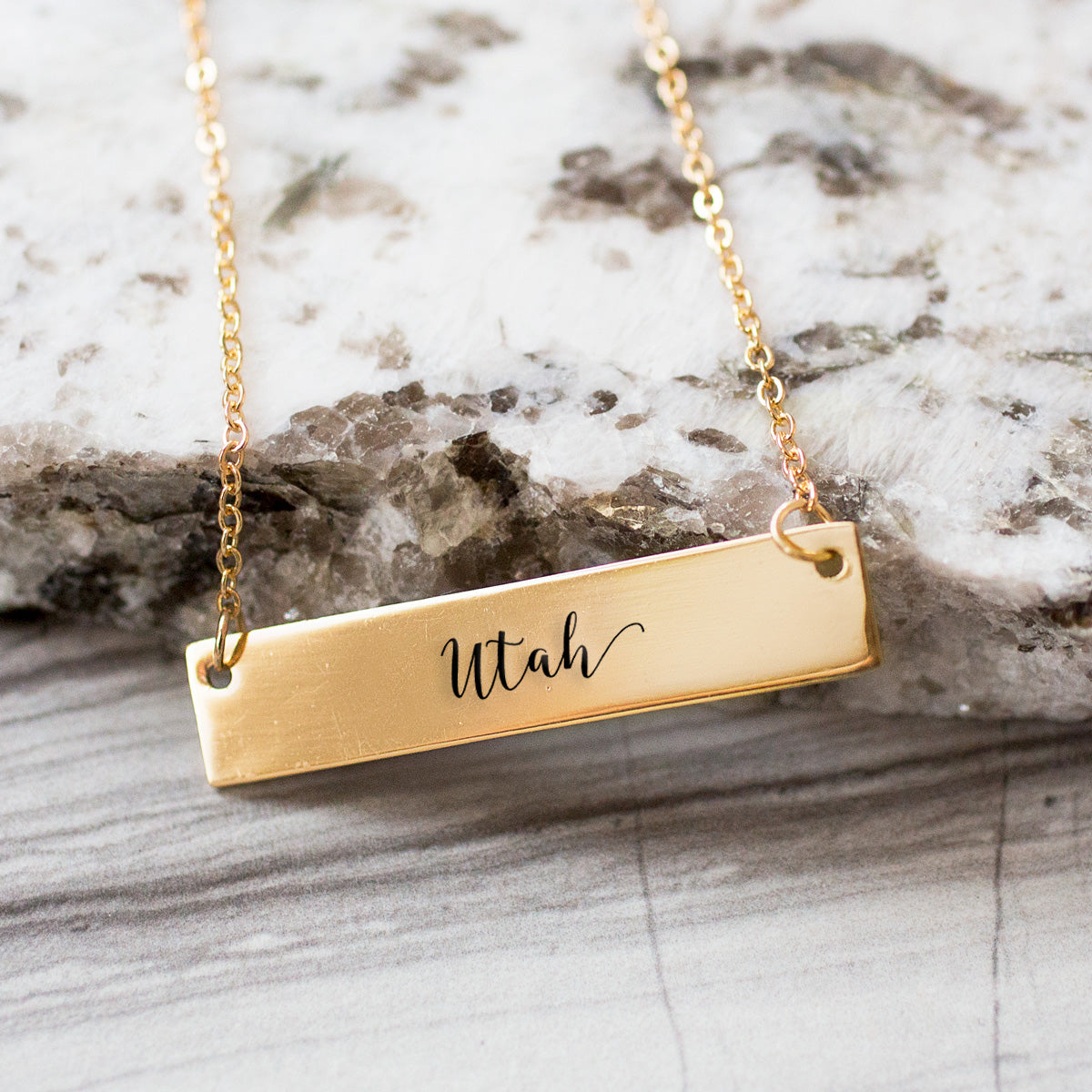 Gold Utah Bar Necklace