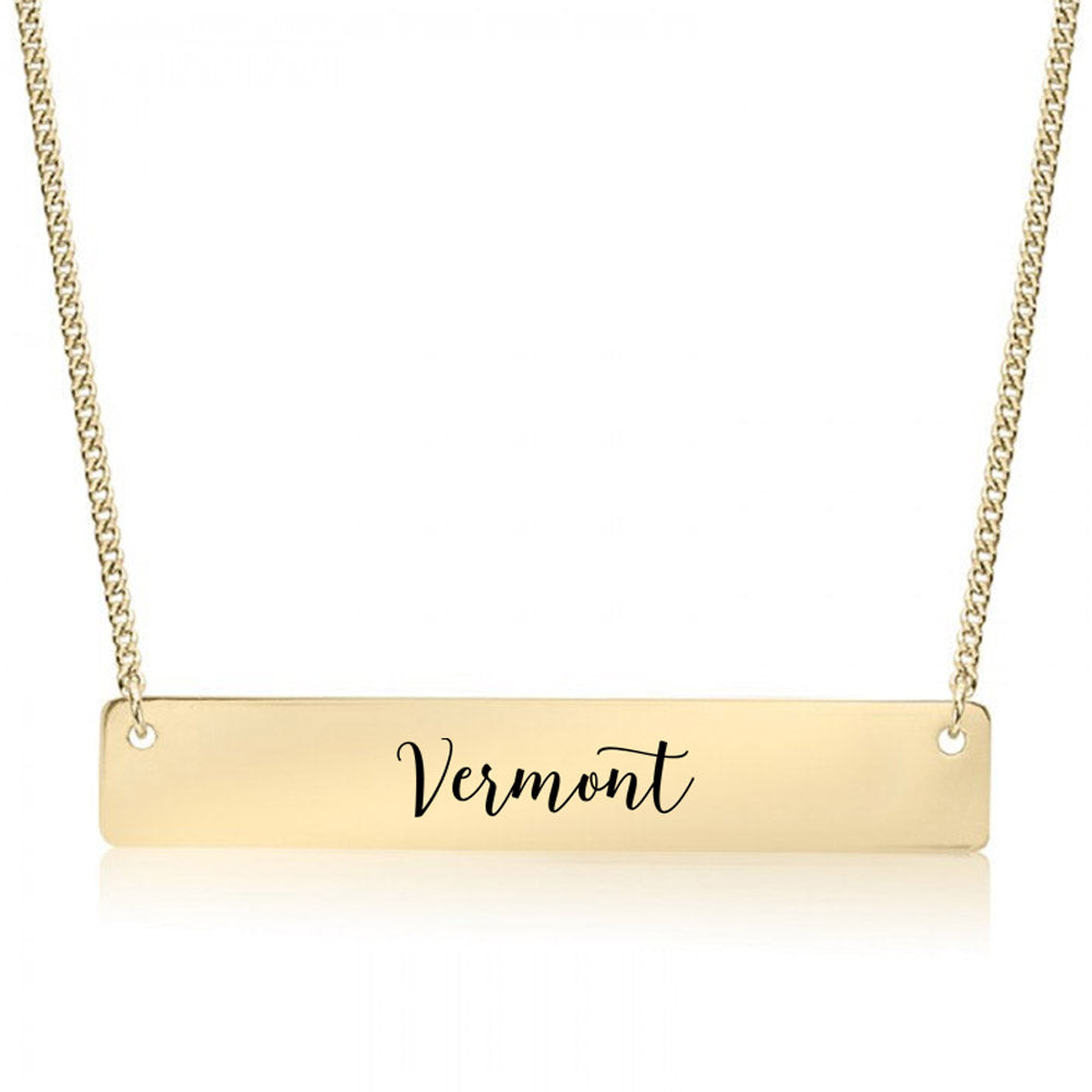 Gold Vermont Bar Necklace