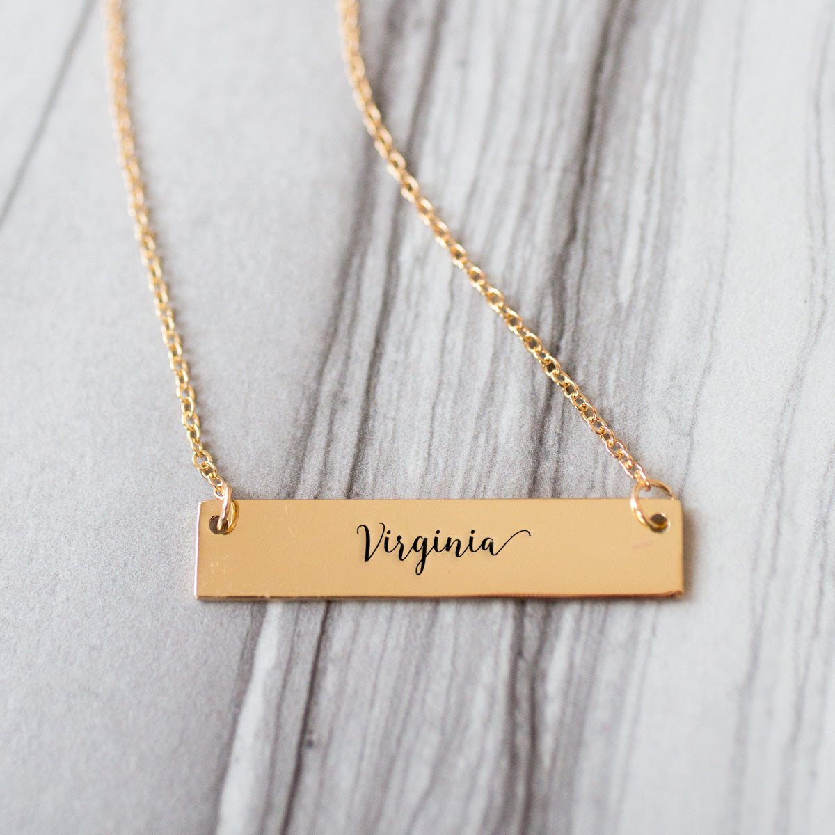 Gold Virginia Bar Necklace