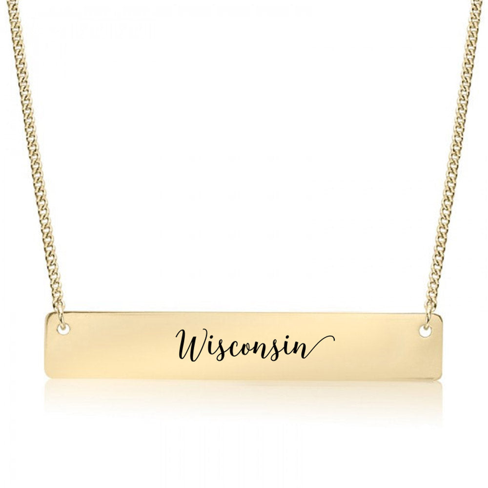 Gold Wisconsin Bar Necklace