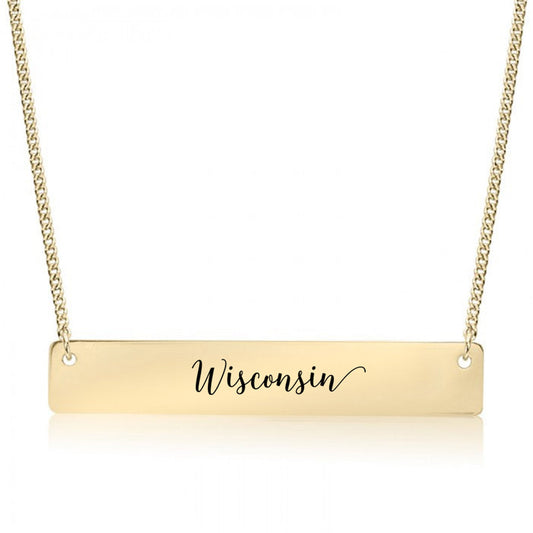 Gold Wisconsin Bar Necklace