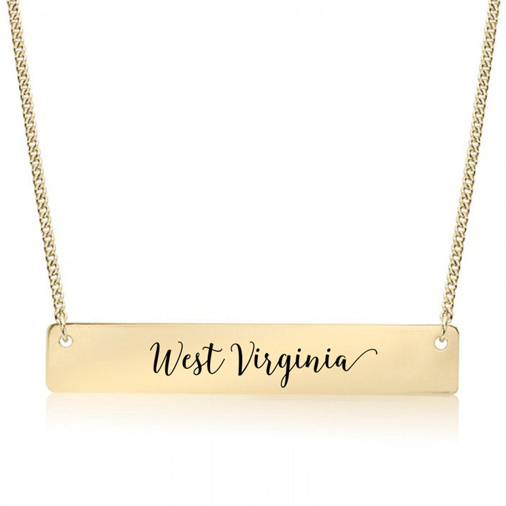 Gold West Virginia Bar Necklace