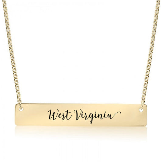 Gold West Virginia Bar Necklace