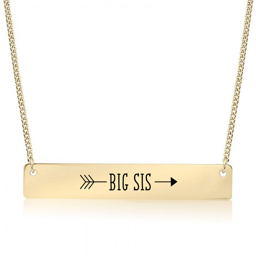 Gold Big Sis Arrow Bar Necklace